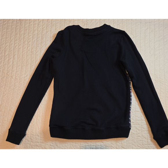 Sam Edelman XS Black Floral Patchwork Plaid Sweatshirt Women’s Sweater Top Cozy - Picture 8 of 8